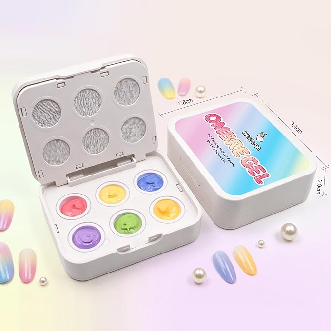 Cushion Patting Gel Polish Pallete Kit - 6 Colors Sponge Ombre Gradient Gel Pat Paint for Nails - Painting Nail Art Palette Manicure Tools for Blush Aura French Sculpting Nails Salon Home