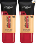 L'Oreal Paris Cosmetics Makeup Infallible Pro-Matte Liquid Longwear Foundation, Natural Beige, 1 fl oz. (Pack of 2)
