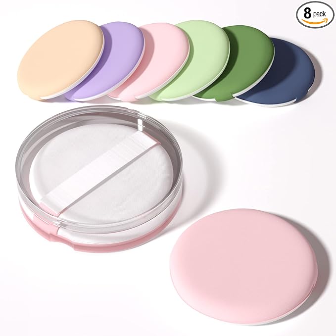 MOHOPE 8Pcs Air Cushion Makeup Sponges for Foundation with Portable Box | Latex-Free Blending Sponge for Liquid, Cream, Foundation and Powder | Round Powder Puff | Mix