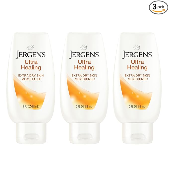 Jergens Ultra Healing Dry Skin Lotion, Hand and Body Moisturizer for Quick Absorption into Extra Dry Skin with Hydralucence Blend, Vitamins C, E and B5, White, 3 oz, Pack of 3