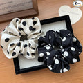 Lemeilleur 2 PCS Polka Dots Silklike Hair Scrunchies Long Hair Hair Eleastic Bands Scrunchy Hair Ties Ropes Ponytail Holders Cloth Bands for Girls and Women