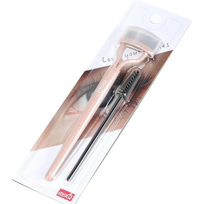 Eyelash Separator Eyelash Comb Lash Separator Tool MSQ Mascara Brush Eyelash Brush Separator Mascara Comb Arc Designed Mascara Applicator With Cover Naked Pink (1PCS)