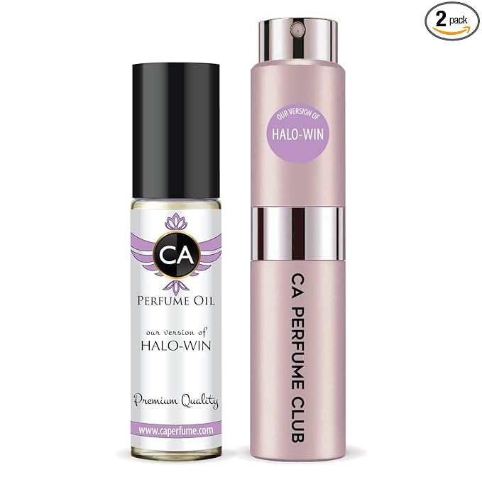 CA Perfume Duo Impression of Halo-win For Women Perfume Layering Set Long Lasting Travel Size EDP + Body Oil Roll-On Bottle 0.27 Fl Oz+0.33 Fl Oz