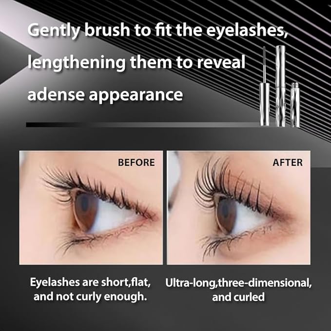 Metal Wand Mascara, 2026 New Waterproof Iron Mascara for Volume and Length, Long Lasting Curling Tubular Eyelash Primer, Brushless Tubing Mascara for Natural and Non-smudged Eyelash (Black * 2)