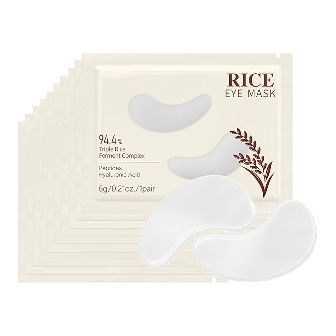 Rice Eye Mask, Under Eye Patches Collagen Pads for Puffy Eyes, Dark Circles, Bags and Wrinkles, Relieves Pressure and Reduces Wrinkles (10 Pairs)