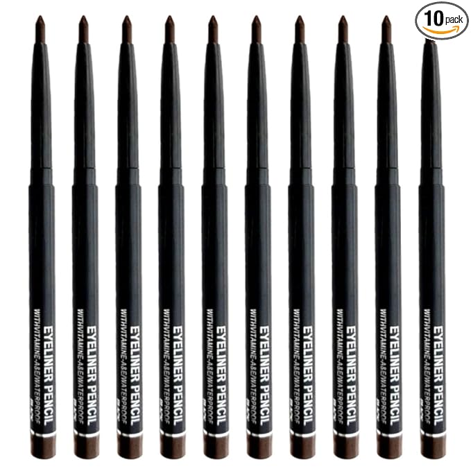 WanTuoluo 10PCS Brown Automatic Waterproof Inner Eyeliner, Eyeshadow & Eyebrow Pencil – Multi-Use Cream Pen for Liner, Shadow & Brows,Matte Quick Dry Eye Pencils, Smudge Proof, Delineador de ojos