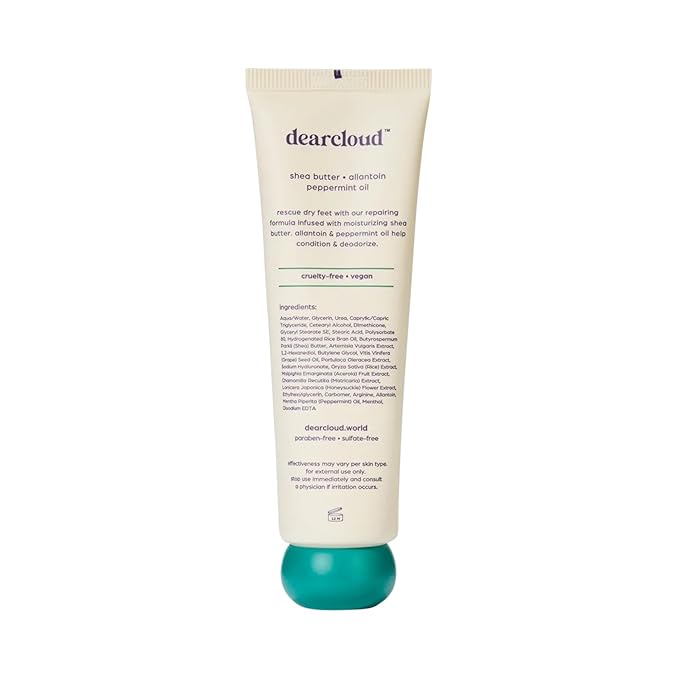dearcloud Rescue Butter Foot Cream – Cracked Heel Repair Cream with Shea Butter, Urea, Peppermint Oil & Allantoin – Korean Foot Cream - 3 fl oz (Fresh Peppermint)