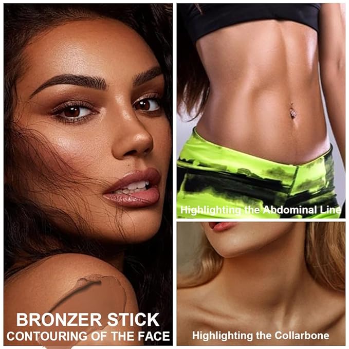 Cream Bronzer Stick, Multi-use Contour Stick for Face Shaping, Matte Finish Beauty Wand for Sculpt the Face, Easy to Apply, Longwear, Waterproof, Buildable and Blendable Color (#13, 1PC)