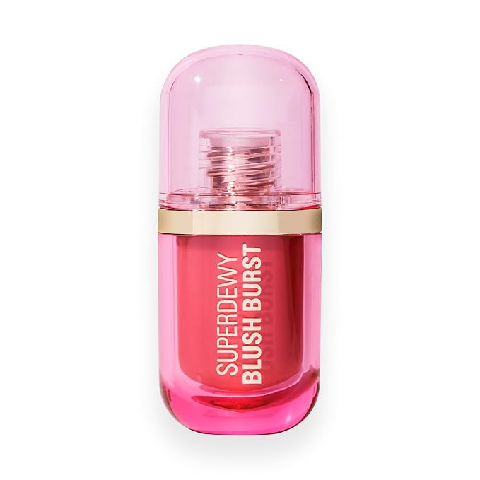 Revolution, Superdewy Liquid Blush Burst, Buildable Color for Cheek, Serum Formula with Peptides & Hyaluronic Acid, Vegan & Cruelty-Free, Strawberry Milkshake Cool Pink, 0.14 oz