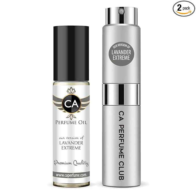 CA Perfume Duo Impression of Lavander Extreme For Women And Men Perfume Layering Set Long Lasting Travel Size EDP + Body Oil Roll-On Bottle 0.27 Fl Oz+0.33 Fl Oz