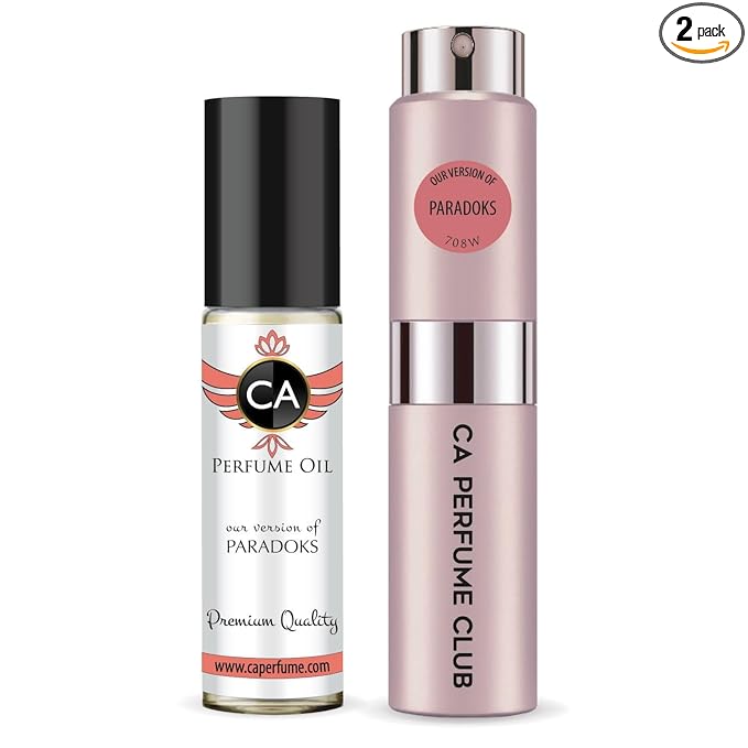 CA Perfume Duo Impression of Paradoks For Women Perfume Layering Set Long Lasting Travel Size EDP + Body Oil Roll-On Bottle 0.27 Fl Oz+0.33 Fl Oz
