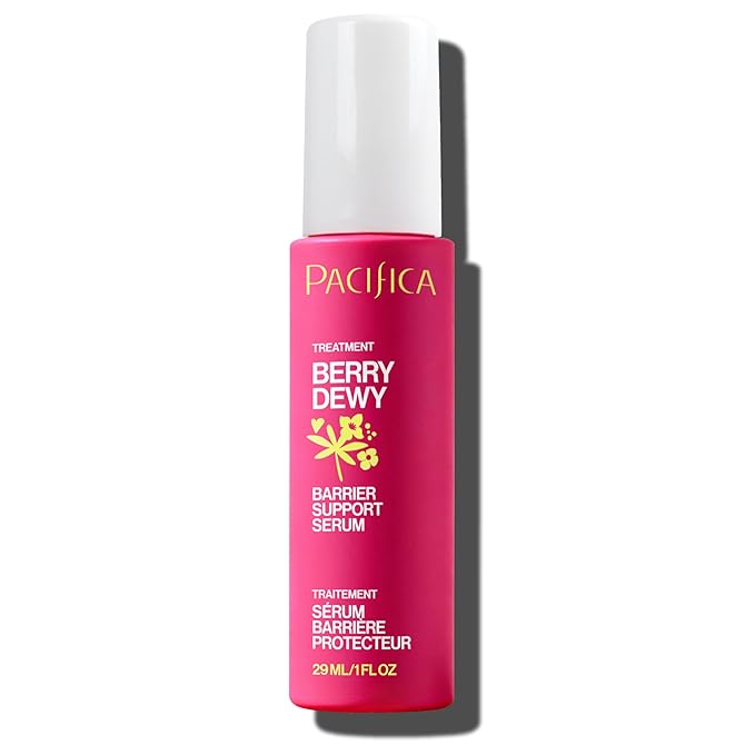Pacifica Berry Dewy Barrier Support Serum, Ceramide and Niacinamide Face Serum, Snow Mushroom and Berry Complex, Lightweight Gel Texture, Non-Comedogenic, Vegan and Cruelty-Free