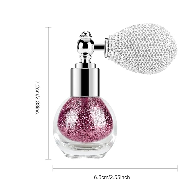 KYDA Glitter Powder Spray, Loose Shimmer Powder, Highlighter Spray Makeup for Face Body Hair, Lasting Glitter Hairspray, Cosmetic Sparkling Body Makeup, Rose Red