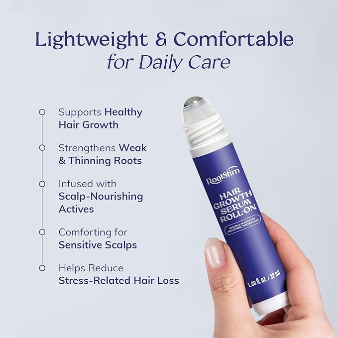 Hair Growth Serum Roll On with Rosemary, Caffeine & Biotin, Helps Support Fuller-Looking Hair, Clean Non-Greasy Scalp Serum for Thinning Hair 2-pack, 2.16 Fl Oz