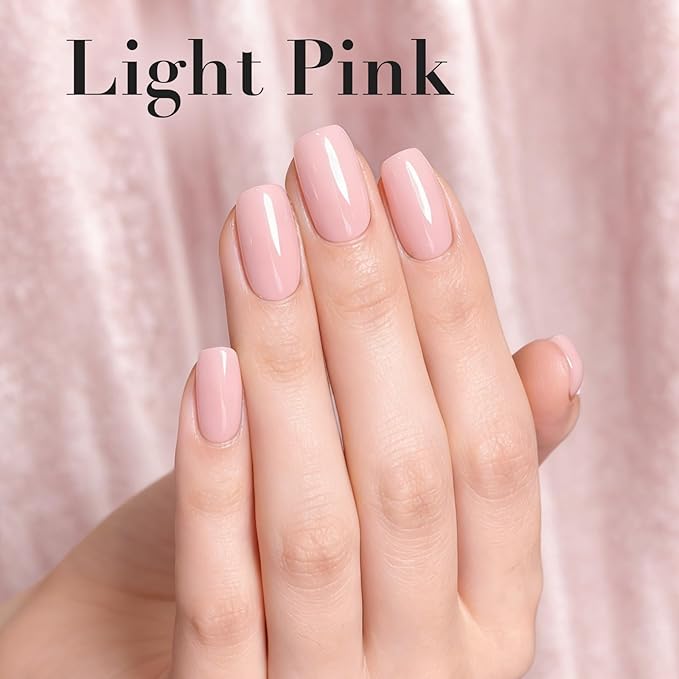 AZUREBEAUTY Pink Nail Polish Light/Pale Pink Quick Dry Natural Regular Finger Nail Polish no Gel High Shine Home Salon DIY Women Gift 0.34 oz