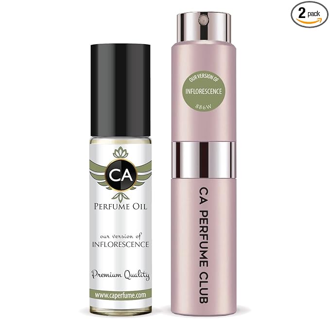 CA Perfume Duo Impression of Inflorescence For Women Perfume Layering Set Long Lasting Travel Size EDP + Body Oil Roll-On Bottle 0.27 Fl Oz+0.33 Fl Oz
