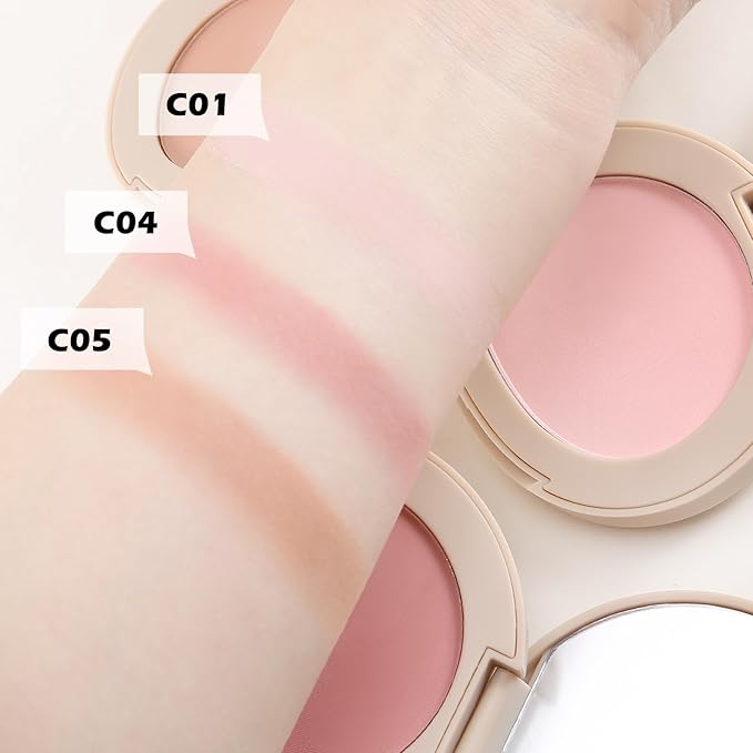 Boobeen Loose Powder Blush Air Cushion Blush, Natural Blusher for Cheeks, Highly Pigmented Blush Makeup Easy to Blend Makeup Blushin, All Day Wear (A-004, 0.35 Ounce (Pack of 1))