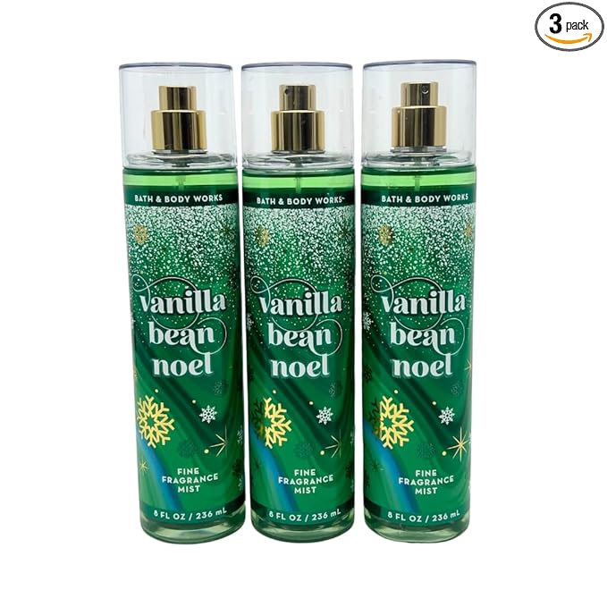 Bath & Body Works Vanilla Bean Noel Fine Fragrance Mist 8oz - Lot of 3-2022 Version