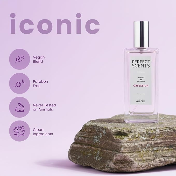 Perfect Scents Fragrances, Inspired by Calvin Klein’s Obsession, Women’s Eau de Toilette, CLEAN, Vegan, Paraben-Free, Phthalate-Free, Never Tested on Animals, 3.4 Fluid Ounces