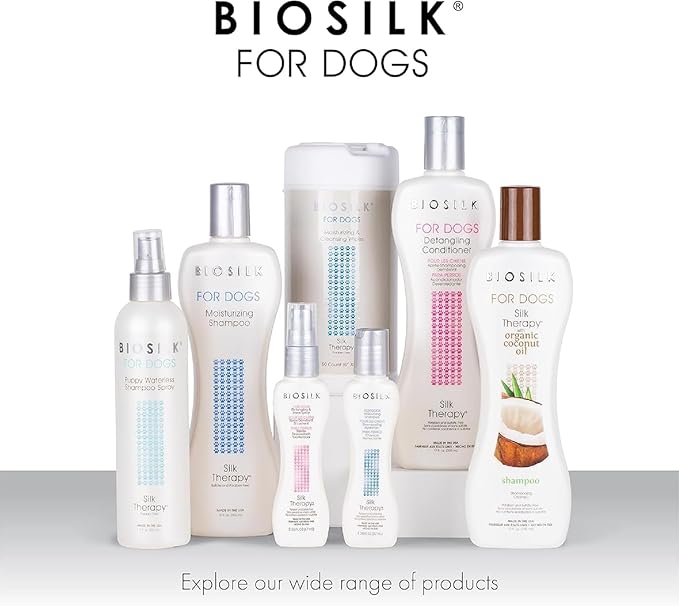 BioSilk for Dogs Silk Therapy Detangling Shampoo, Cleans and Moisturizes, Dematting Shampoo with Silk Proteins and Coconut Oil, No Parabens, pH Balanced, Made in USA, 12 Fl Oz - 2 Pack