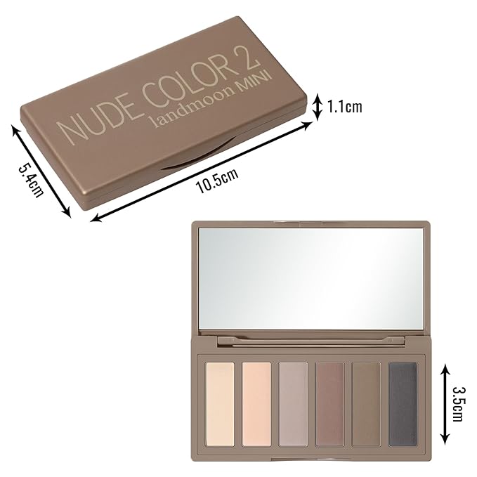 Neutral Nude Matte Mini Eyeshadow Palette, 6 Colors Smoky Taupe & Brown Travel Size Eye Shadows, Highly Pigmented, Long-Lasting, Vegan Makeup Palette with Mirror for Daily Use