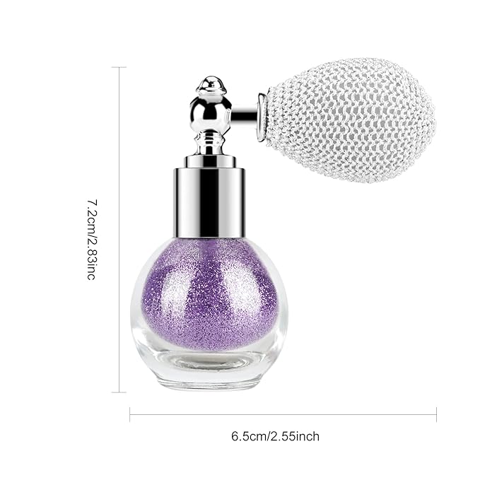 KYDA Glitter Powder Spray, Loose Shimmer Powder, Highlighter Spray Makeup for Face Body Hair, Lasting Glitter Hairspray, Cosmetic Sparkling Body Makeup, Purple
