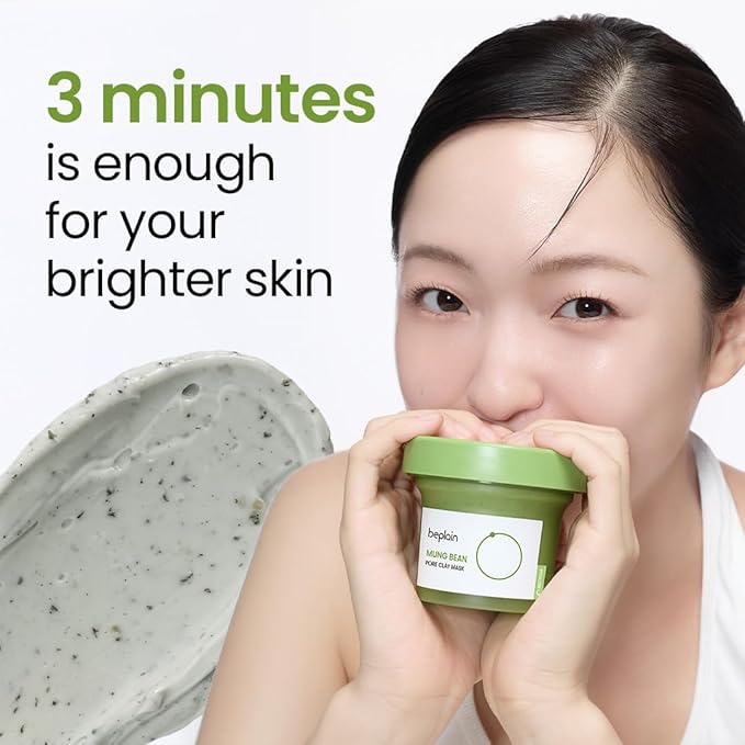 beplain Mung Bean Pore Clay mask | Blackhead Removal | Pore Cleansing Wash Off Pack | Korean Mud Mask (4.05 fl oz /120ml)