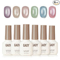 GAOY Summer Gel Nail Polish Set, 6 Icy Sheer Cat Eye Gel, Crystal Clear Holographic Nail Art for Beach Vacations & Pool Party Glam