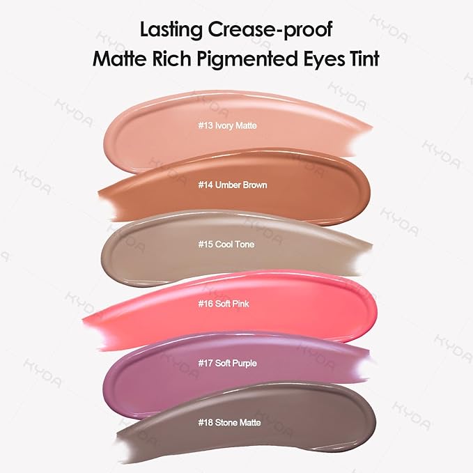 KYDA Liquid Matte Eyeshadow, Cool Grey Brown Eyeshadow, Long-wearing Crease-Resistant Velvet Eyes Tint, Smooth Cream-to-Powder Texture, Multiuse Eyes Makeup for Shadow & Cool Tone Contour