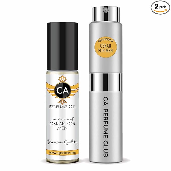 CA Perfume Duo Impression of Oskar For Men Perfume Layering Set Mens Cologne Long Lasting Travel Size EDP + Body Oil Roll-On Bottle 0.27 Fl Oz+0.33 Fl Oz