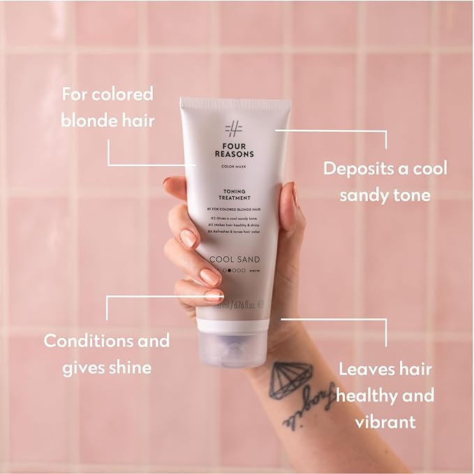 FOUR REASONS Color Mask, Cool Sand Blonde (27 Colors) – Hair Gloss & Color Depositing Conditioner – Semi Permanent Hair Toner for Color-Treated Hair Color For Women – Vegan & Cruelty-Free – 6.76 fl oz