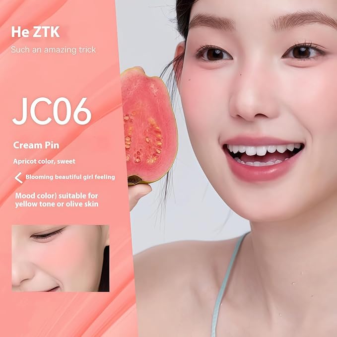 AZTK Jelly Color Liquid Blush, Lightweight Matte Cream Blusher with Sponge Applicator, 7 Shades for Face Contouring (06-JC06, 5ml)