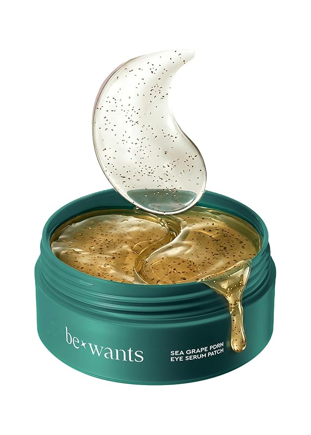 bewants Sea Grape Vegan PDRN Eye Patches for Sensitive Skin | Formulated with Collagen, Green Tea, Ceramides and Pathenol | Hydrating & Firming Under Eye Mask