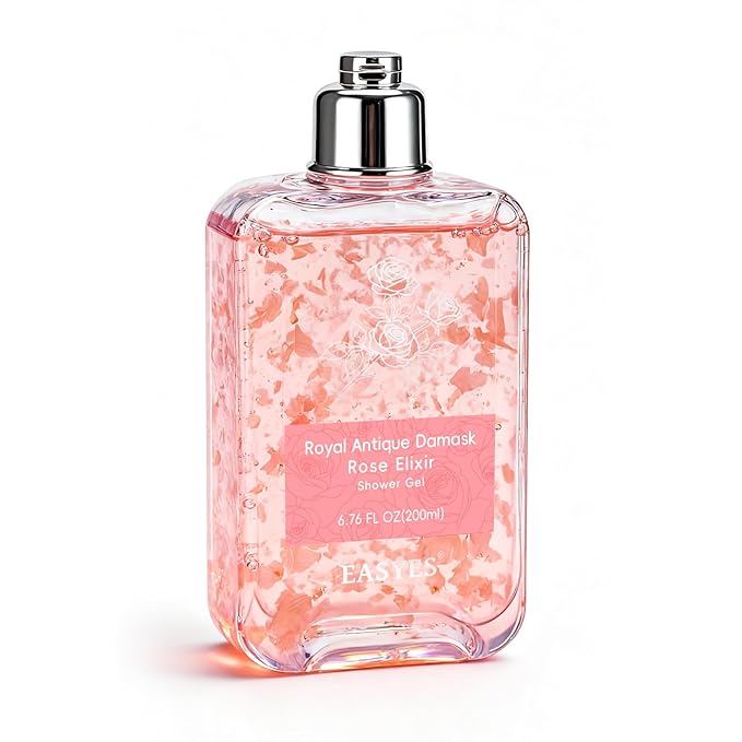 Rose Elixir Body Wash for Women, Moisturizing Essence Shower Gel with Triple Rose Formula, Hydrating Natural Cleanser, Gentle Foaming & Multi-Oil Nourishment, 7 oz