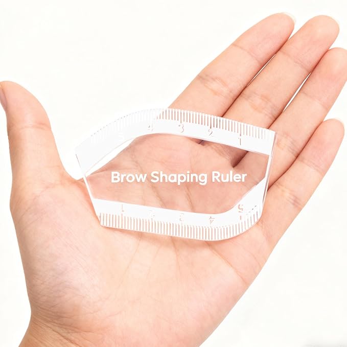 2Pcs Eyebrow Ruler and Mapping Tool, Arch Shaping Ruler with Measurement Scale for Microblading and Brow Design, Reuse Symmetrical Brow Shaping Kit for Women