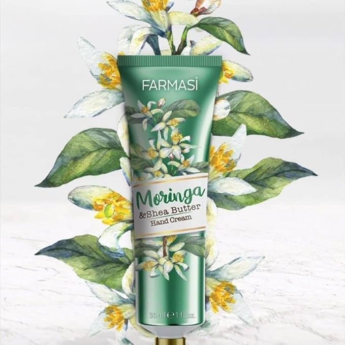 FARMASi Hand Cream with Shea Butter, Intensive Moisturizing Hand Lotion for Dry Hands, Lightweight Fast-Absorbing Formula, Daily Hydration Care, Travel Size, 1 fl oz, Moringa & Shea