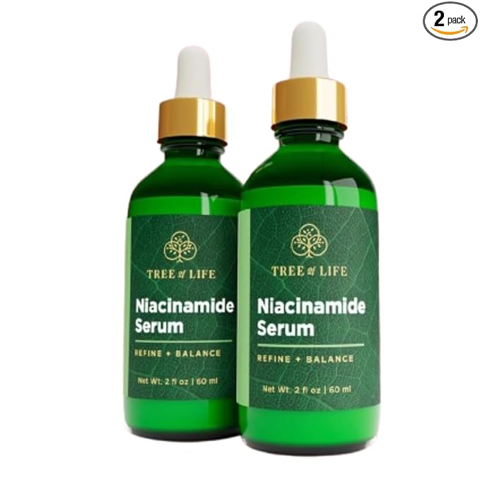 Tree of Life Beauty Niacinamide Vitamin B3 Serum, Hydrating Face Oil for Dark and Age Spots, Tightens Pores, Facial Serums for Sensitive Skin with Hyaluronic Acid and Vitamin E, 2 Fl Oz (Pack of 2)