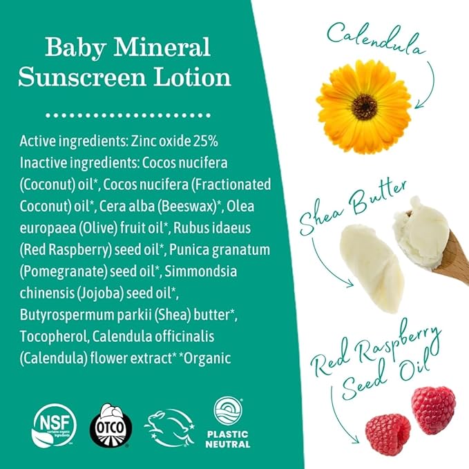 Earth Mama Baby Mineral Sunscreen Lotion & Face Sunscreen Stick Set SPF 40 - Non-Nano Zinc - Broad Spectrum for Babies, Kids & Family - Water Resistant Sun Protection