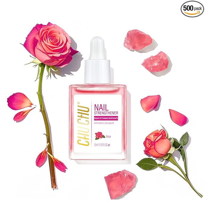 CHUCHU Vegan Cuticle Oil for Nails: Rose Jojoba Nail Cuticle Oil with Vitamin B & E for Moisturizes Cuticle and Nail's Skin - Prevents Hangnails and Chapped 15ML