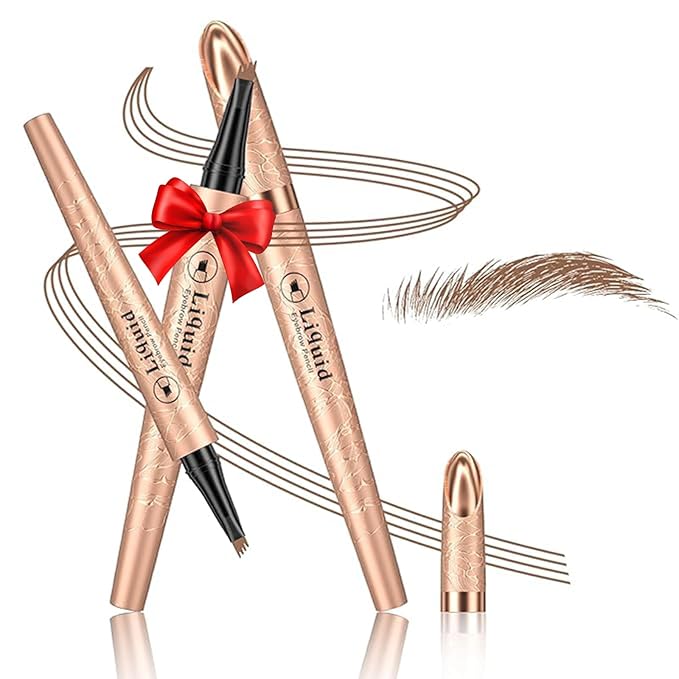 Eyebrow Pen - 2026 New Upgraded 4D Liquid Eye Brow Microblading Pencil With Micro 4 Point Lift & Brow Pen Snatch, Long-Lasting Waterproof, Gifts for Women (Light Brown)