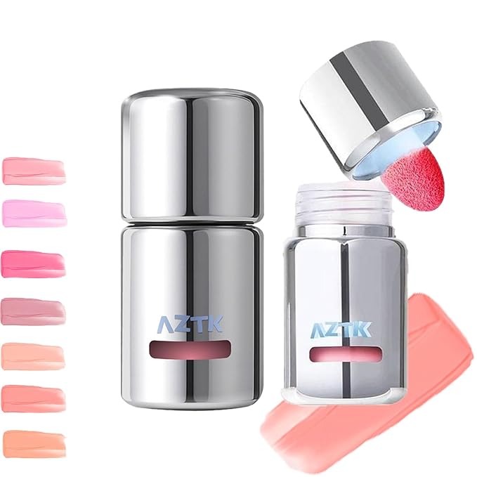 Aztk Liquid Blush, Aztk Jelly Color Liquid Blushes, Blush for Cheeks, Blushes Lotion with Sponge Head, High-Pigment, Long-Lasting, Waterproof, Matte Finish, 5ml (JC06)
