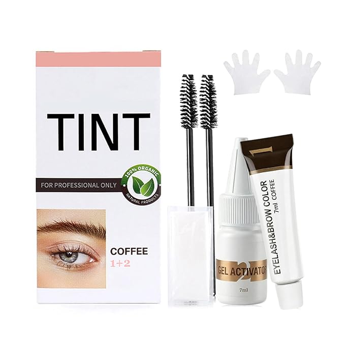 Lash Color Kit, Professional Natural Coffee Eyelash & Eyebrow Color Kit Lasting for 2 Weeks, Temporary Brow Color with Gentle Ingredients, Safe & Easy for Salon Home Use for Women Girl Mom Wife