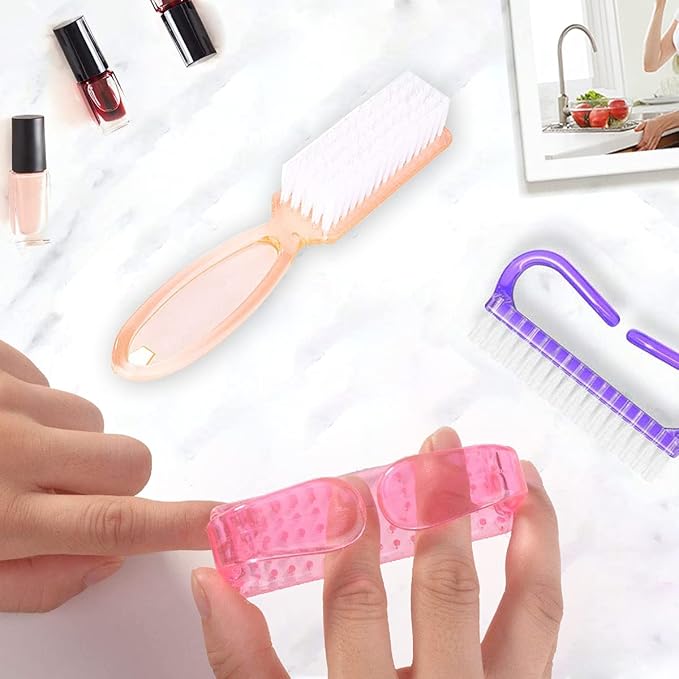 Handle Grip Nail Brush, Nail Cleaning Brushes Pedicure Scrubbing tool, Toes Fingernail Brush Scrub Cleaner kit for Men and Women 8 Pack (Multicolor)
