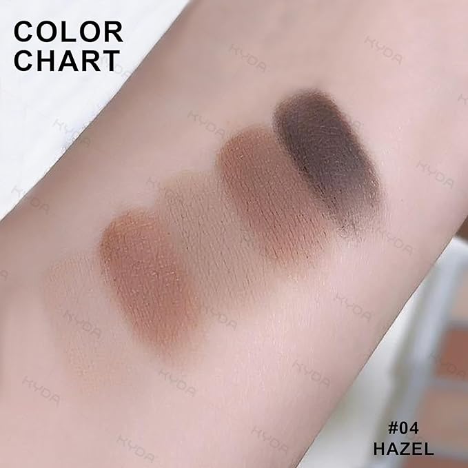 KYDA 5 Colors Netural Nude Eyeshadow Palette with Brush, Matte Brown Eyeshadow, All Matte Eyes Palette, High Pigment Eye Makeup Gift for Women, Korean Eyes Makeup, HAZEL ASIN B0FV7R
