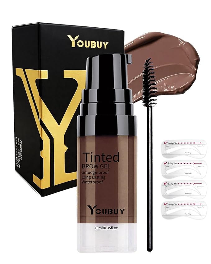 3D Tinted Eyebrow Gel Kit With Brow Stamp Stencil，Long Lasting 24 Hours Waterproof Smudge-proof Brow Cream Makeup Kit（Dark BROWN)