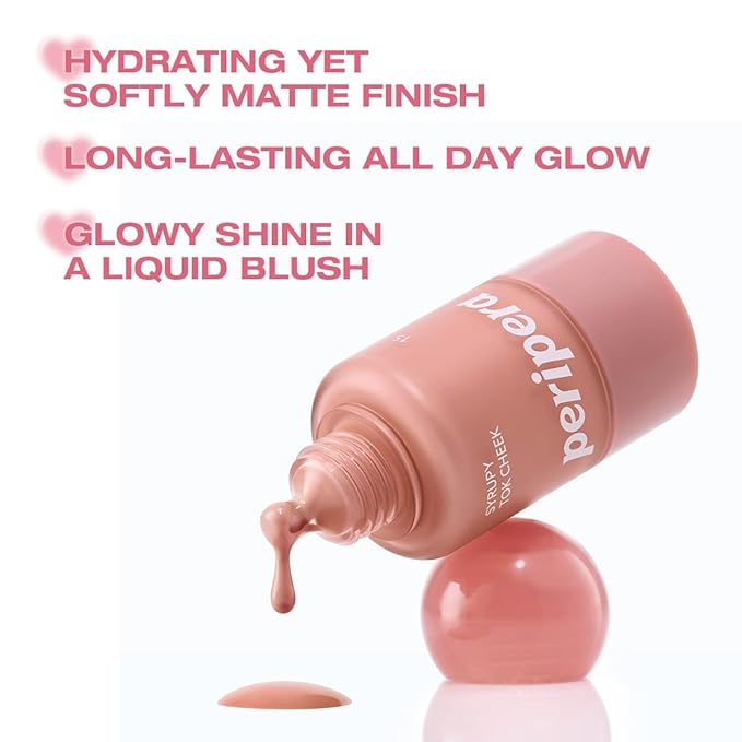 PERIPERA SYRUPY TOK CHEEK 15 Colors, Liquid Blush, Dewy Finish and Hydrates All day, Soft Velvet Texture Face Cheek Tint (11 FOGGY BERRY)