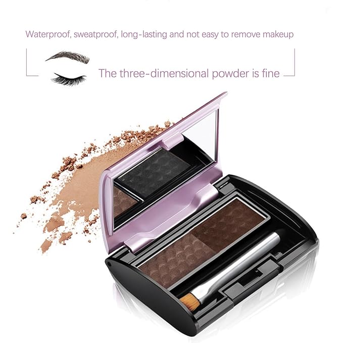 BLUE LOVE 2 Color Eye Brow Powder Palette for Eyebrows Includes Applicator Brush, Waterproof Natural Eyebrow Dye Easy Removal Eyebrow Shadow Makeup Kit (Light Brown & Dark Brown)
