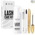 STACY LASH Shampoo 50ml Cleaning Kit of Eye Makeup Remover (Foam Cleanser) & Shampoo Brush & Mascara Brush Bundle with Eyelash Serum 5ml for Lash Growth and Thickness