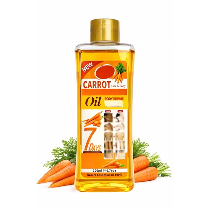 Carrot Oil for Massage and Skin Moisturizing, Lightweight Hydrating Body Oil for Dry Skin, Spa Body Care Oil with Carrot Extract, 200ml / 6.76 fl oz
