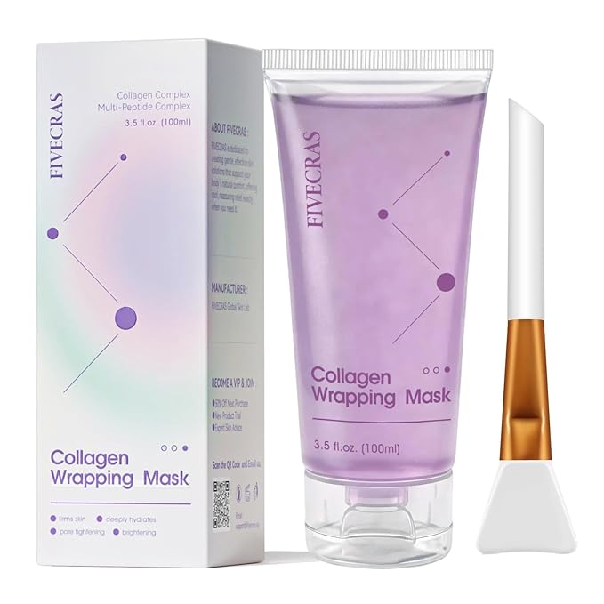 Collagen Night Wrapping Mask - Overnight Peel Off Face Mask for Firming and Pore Tightening, Facials Professional, Hydrating Brightening, Korean Skin Care, 3.5 fl.oz